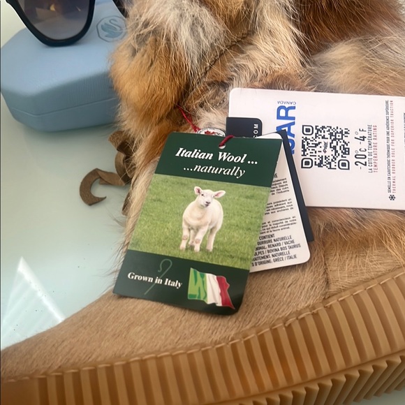 Pajar Tan Faux Fur Trim Lace-Up Ankle Boots - Picture 5 of 7